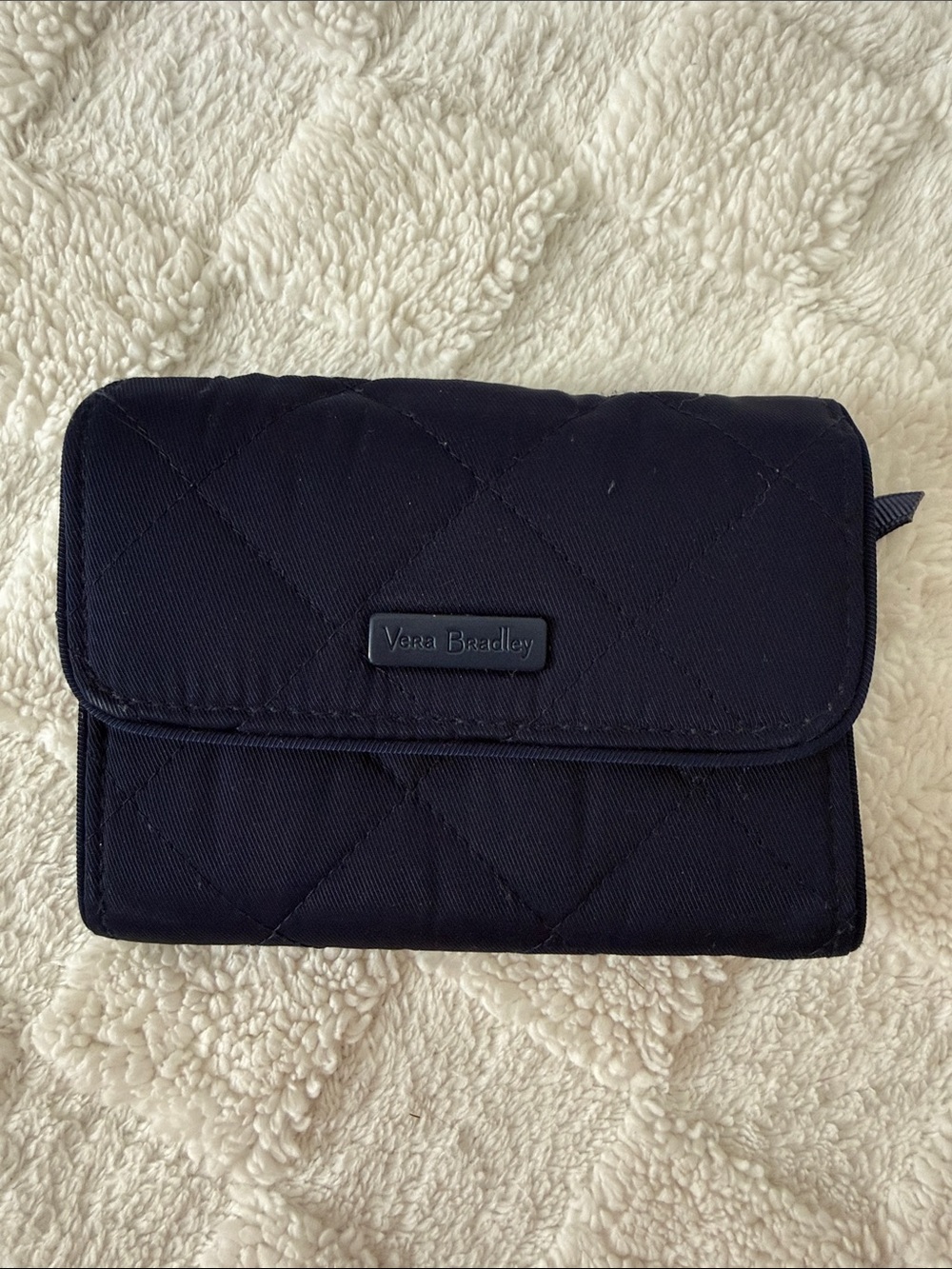 Vera Bradley Dark Blue Quilted Trifold Wallet